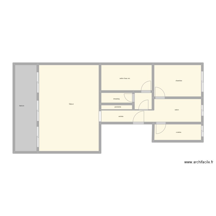 De Valay. Plan de 9 pièces et 70 m2