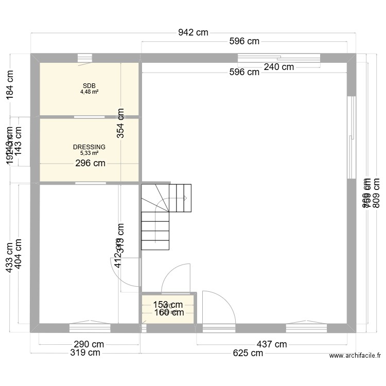 PLAN RC. Plan de 3 pièces et 11 m2