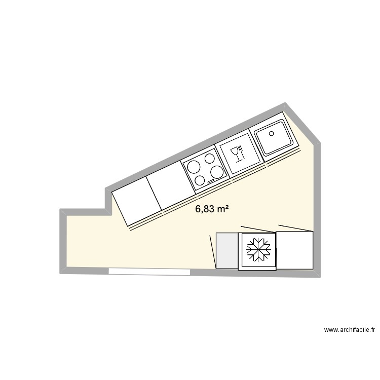 Cuisine saint maur projet 2. Plan de 1 pièce et 7 m2