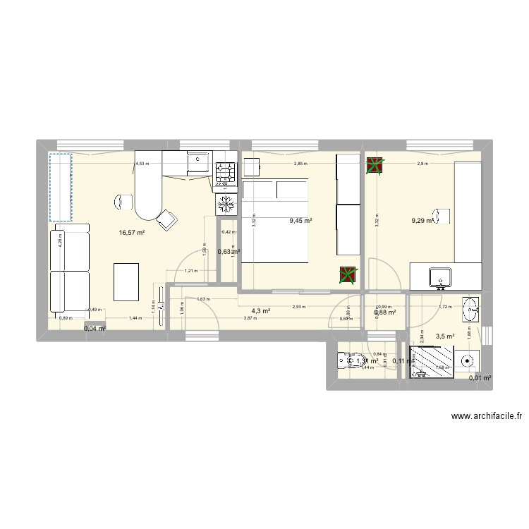 Maelys 2. Plan de 11 pièces et 46 m2