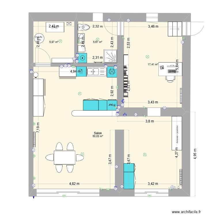 nouvelle pièce 4. Plan de 4 pièces et 79 m2