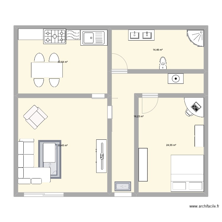 tpcv. Plan de 5 pièces et 111 m2