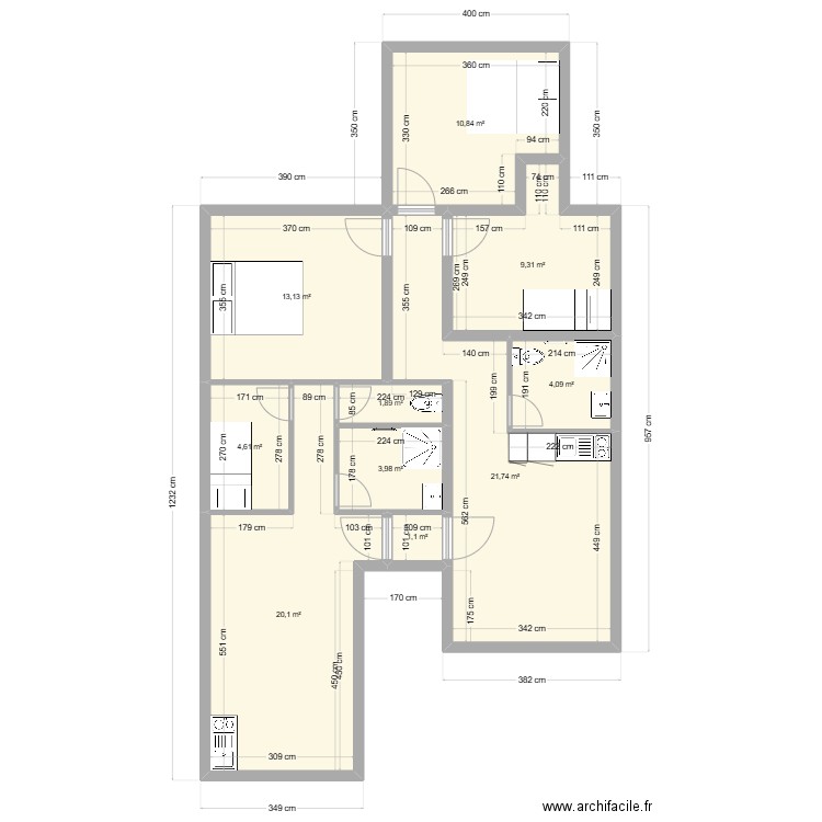 Etage2 projet reno. Plan de 10 pièces et 91 m2