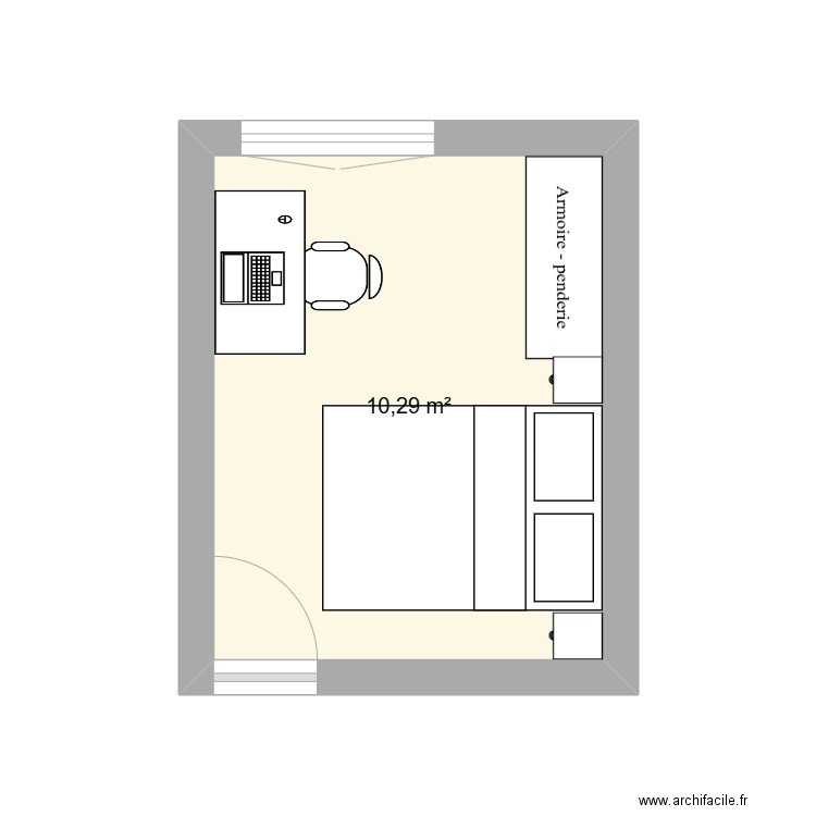 chambreV1. Plan de 1 pièce et 10 m2