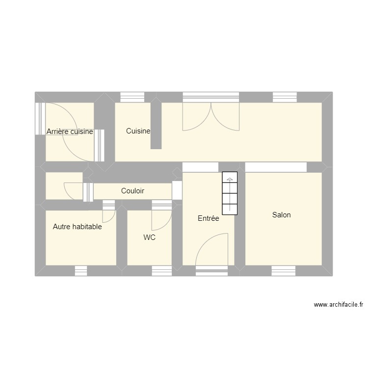 rez-de-chaussez. Plan de 7 pièces et 22 m2