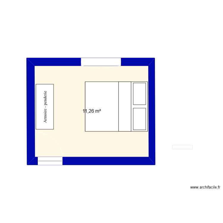 CHAMBRE 3. Plan de 1 pièce et 11 m2