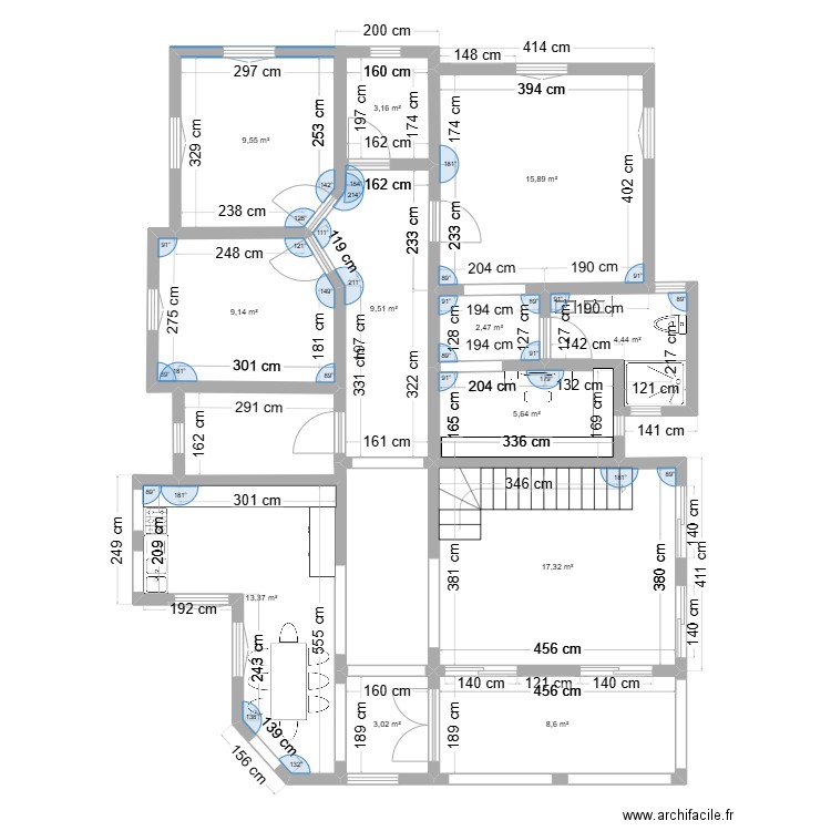 plant mv n3. Plan de 12 pièces et 102 m2