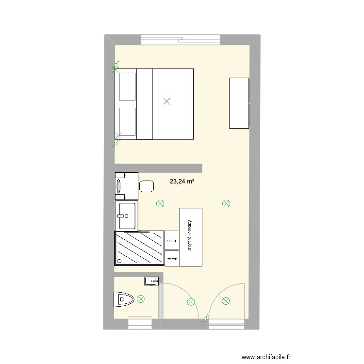 SDB Garage. Plan de 1 pièce et 23 m2