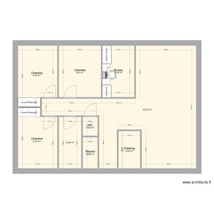 Plan 2 23/02/25. Plan de 9 pièces et 91 m2