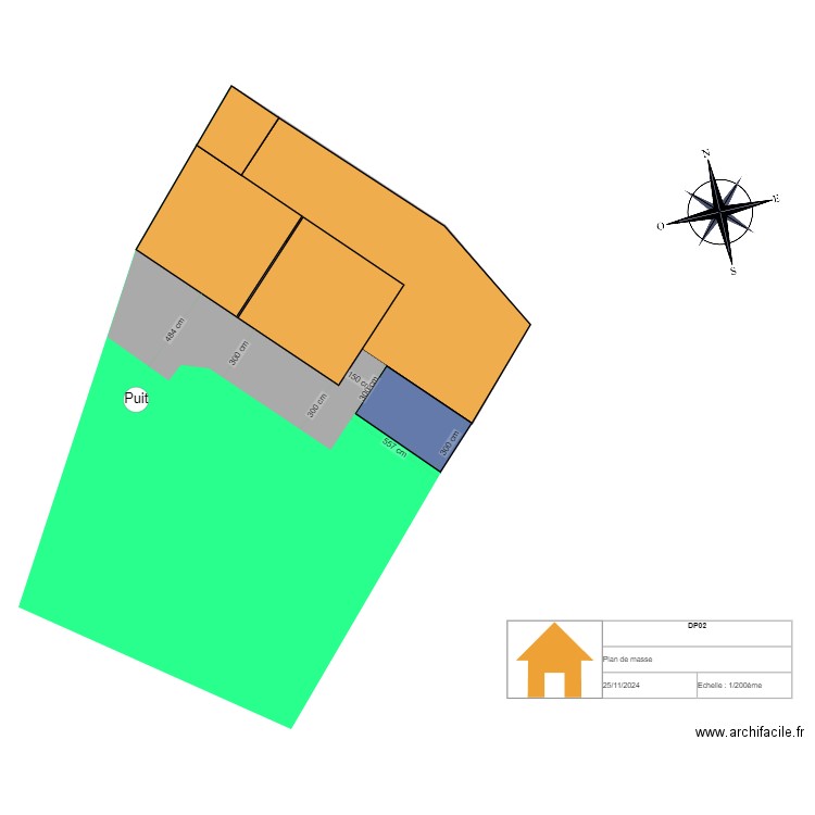 Plan de masse DP02. Plan de 1 pièce et 169 m2