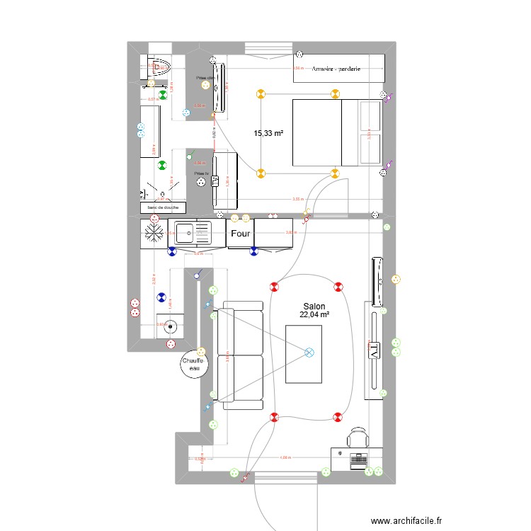 Plan global. Plan de 2 pièces et 37 m2