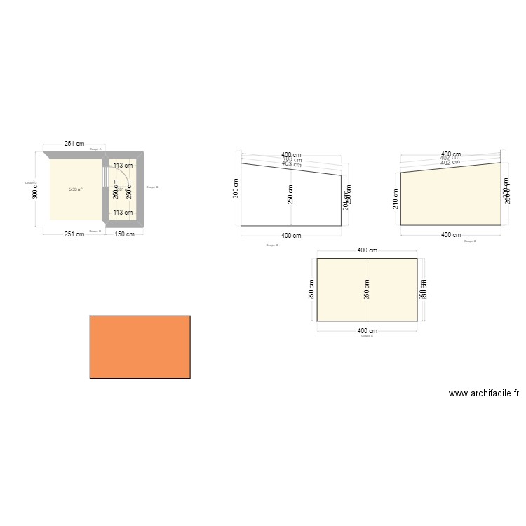 test. Plan de 2 pièces et 8 m2