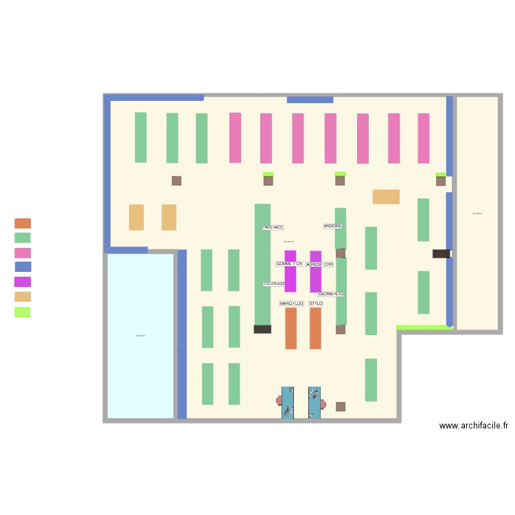 Seliana librairie. Plan de 2 pièces et 545 m2