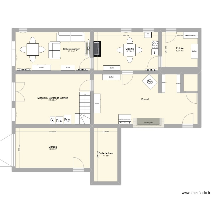 Saint Martin RDC. Plan de 7 pièces et 109 m2