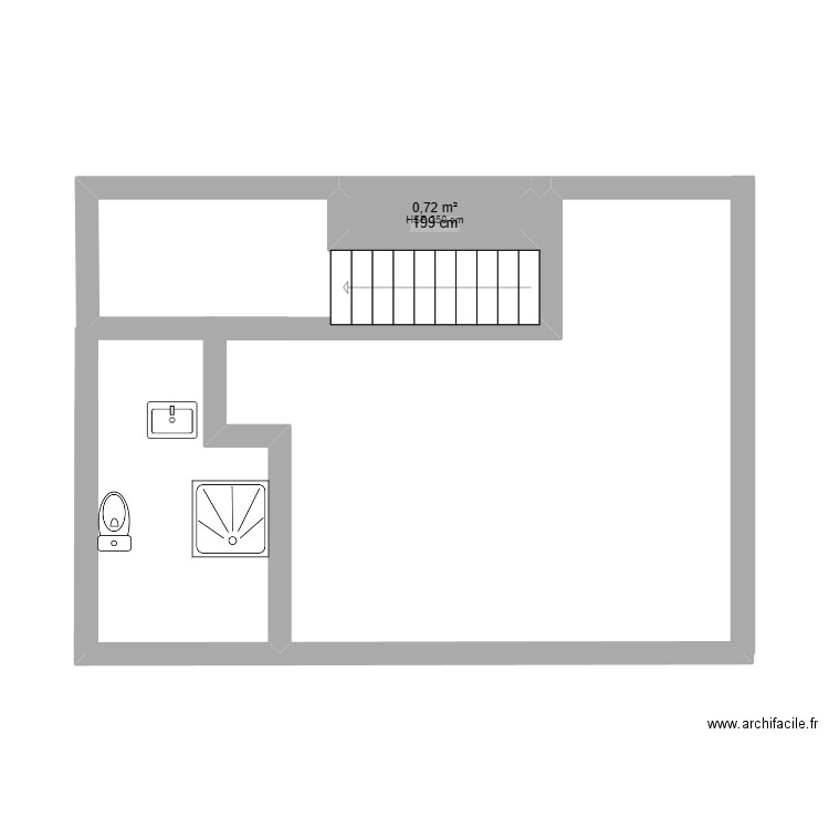 Mill - 2ème sans meuble bonnes côtes new1. Plan de 1 pièce et 1 m2