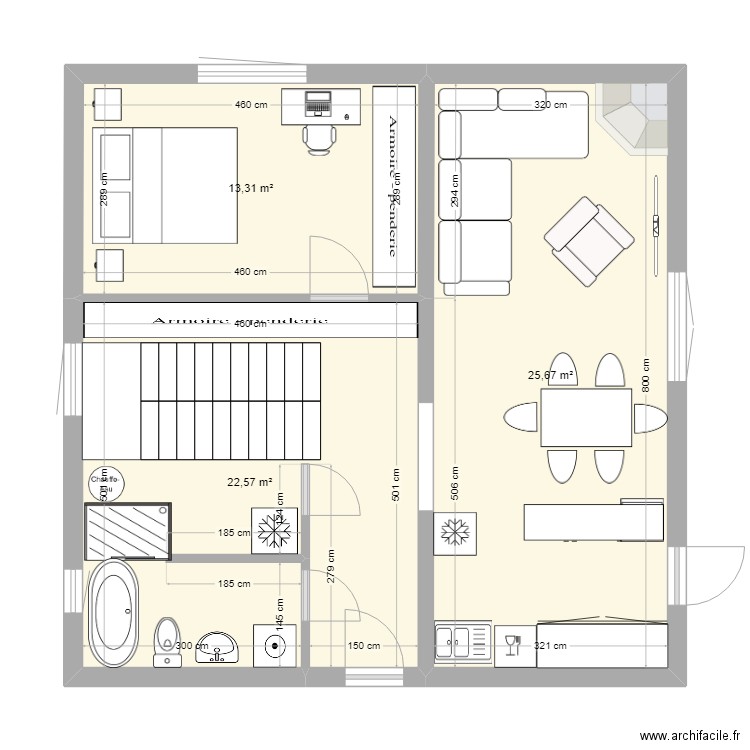 Дом. Plan de 3 pièces et 62 m2