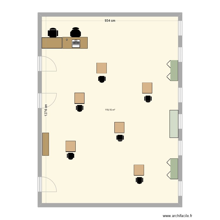 Classe math. Plan de 1 pièce et 119 m2