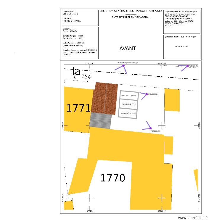 plan cadastral 1/200 avant (1). Plan de 3 pièces et 34 m2