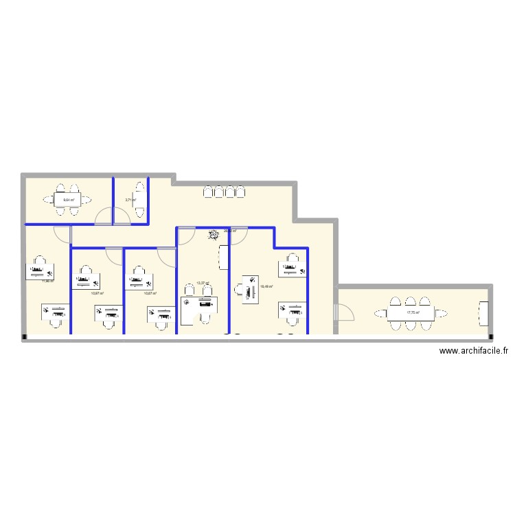 Plan Noilly 7 ème. Plan de 9 pièces et 126 m2