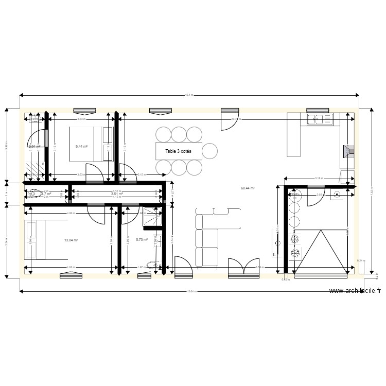 LOLO N2. Plan de 7 pièces et 105 m2