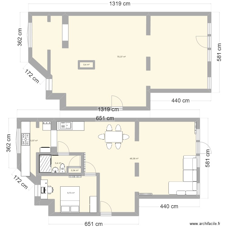 Noyer2. Plan de 7 pièces et 139 m2