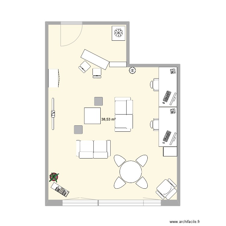 Standby Glovelier actuel. Plan de 1 pièce et 39 m2