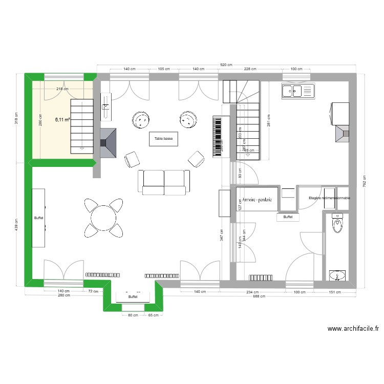 Villa_RDC. Plan de 1 pièce et 6 m2