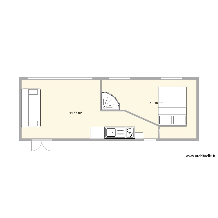 mobil1. Plan de 3 pièces et 24 m2