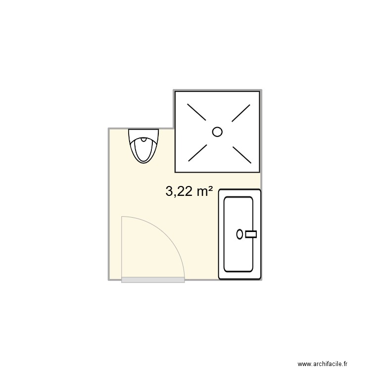 Salle de bain enfants. Plan de 1 pièce et 3 m2