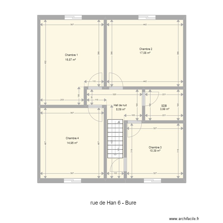 han 6 bure et 1. Plan de 6 pièces et 71 m2