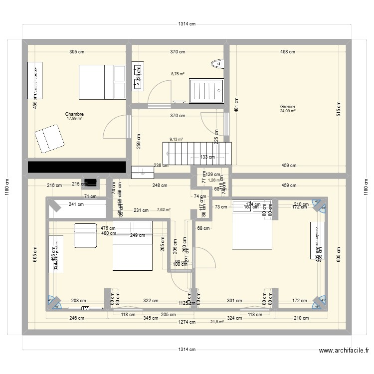 maison gardien etage 2. Plan de 10 pièces et 132 m2