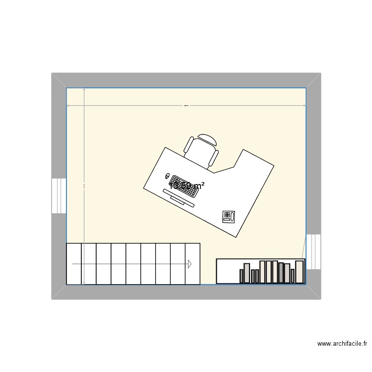 manoir. Plan de 1 pièce et 14 m2