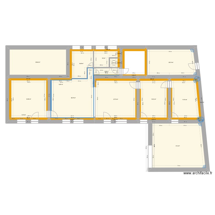 plan Chauveau 5 . Plan de 24 pièces et 229 m2