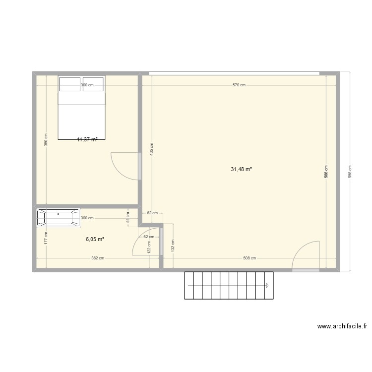 SAE 1.6. Plan de 3 pièces et 49 m2