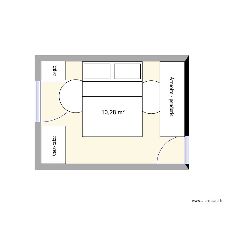 chb2. Plan de 1 pièce et 10 m2