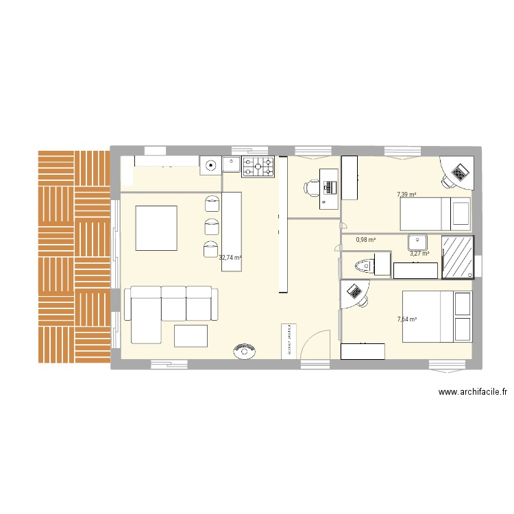 CHALET. Plan de 5 pièces et 52 m2