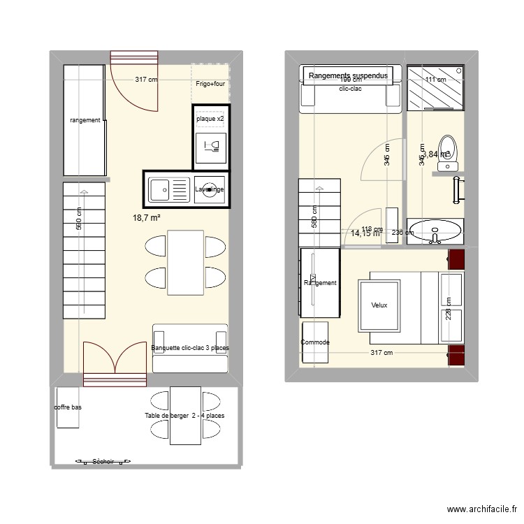 Samoens1. Plan de 3 pièces et 37 m2