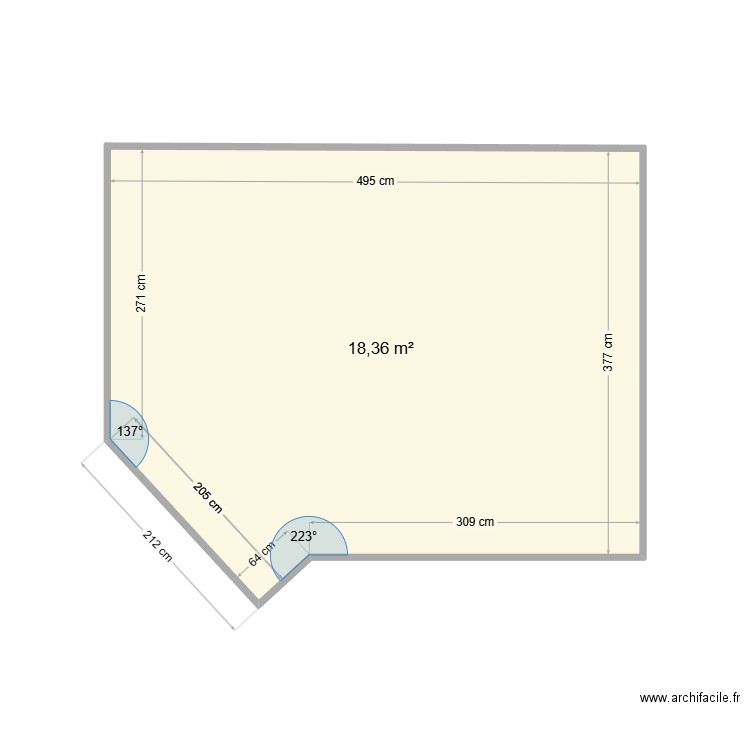 Plan Salon Piscine BH. Plan de 1 pièce et 18 m2