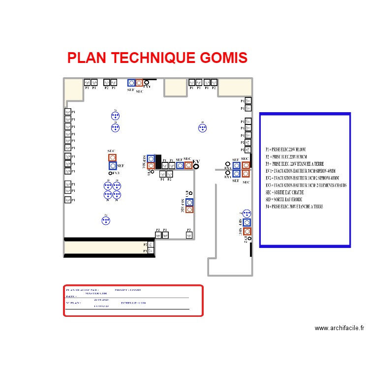 PLAN TECHNIQUE GOMIS1. Plan de 4 pièces et 8 m2