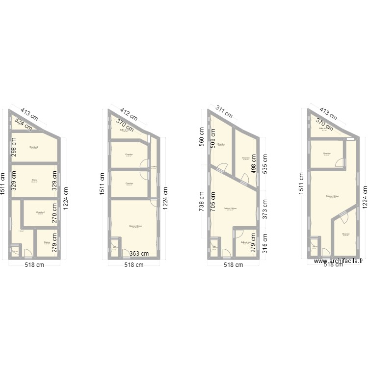 Appartement. Plan de 23 pièces et 224 m2