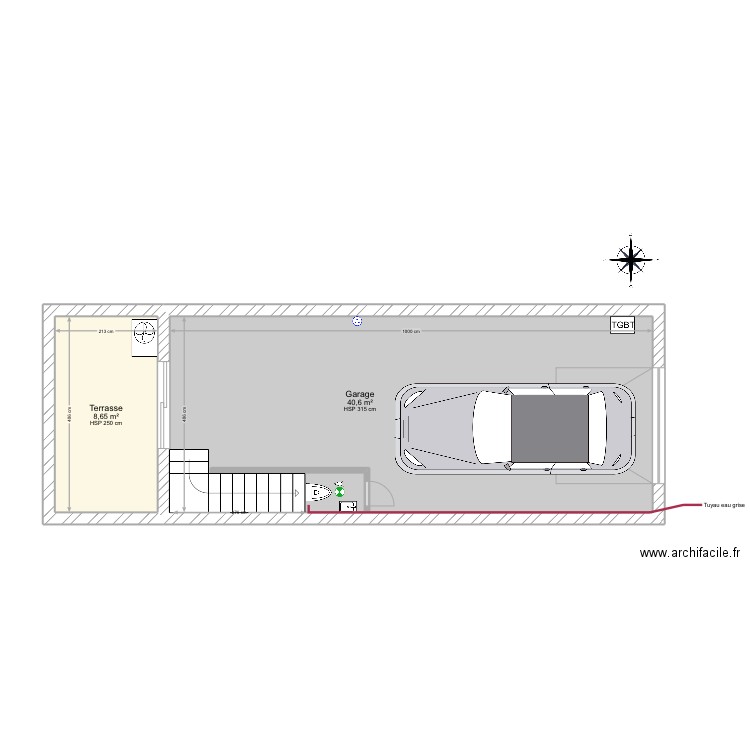 RDC Flassans. Plan de 2 pièces et 49 m2