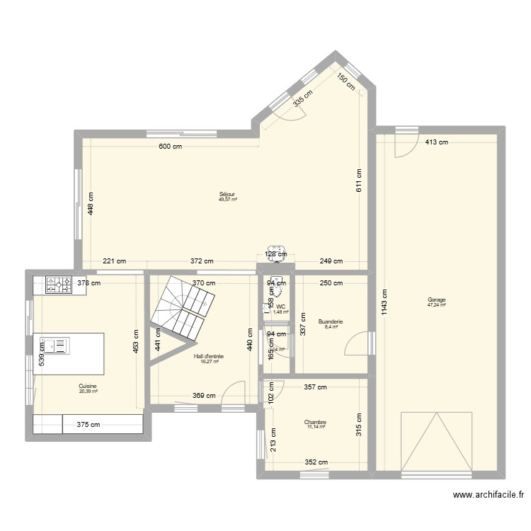 Maison Herve rez . Plan de 9 pièces et 156 m2