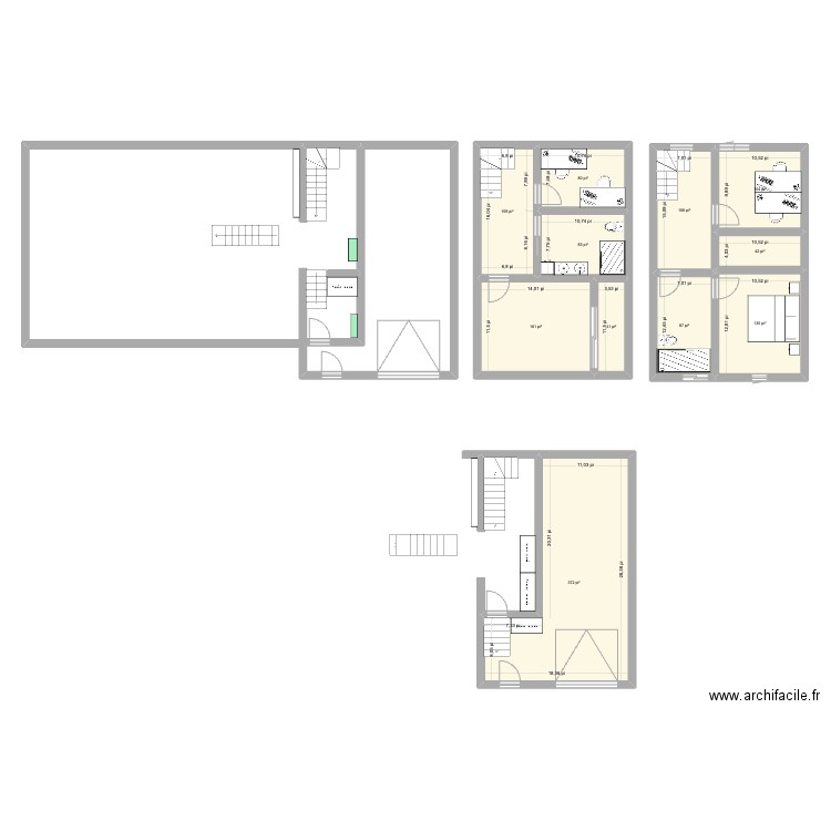 Garage. Plan de 11 pièces et 123 m2