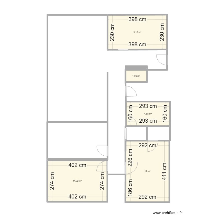 Maison. Plan de 5 pièces et 38 m2