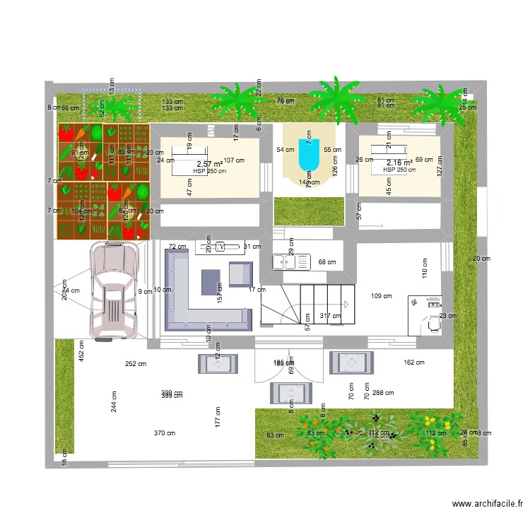 plan 1 VILLA KOUNTA. Plan de 3 pièces et 69 m2