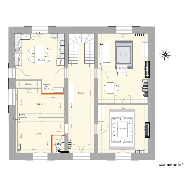 RDC Mouliherne - V2 bis. Plan de 9 pièces et 100 m2