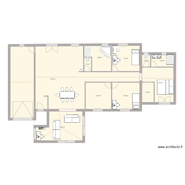 plan fred. Plan de 11 pièces et 160 m2