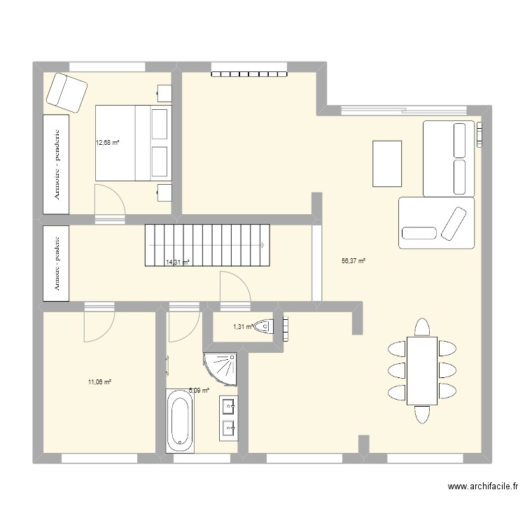 chatel. Plan de 6 pièces et 102 m2