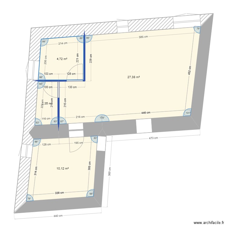 APT 6 Conti Placo. Plan de 4 pièces et 45 m2