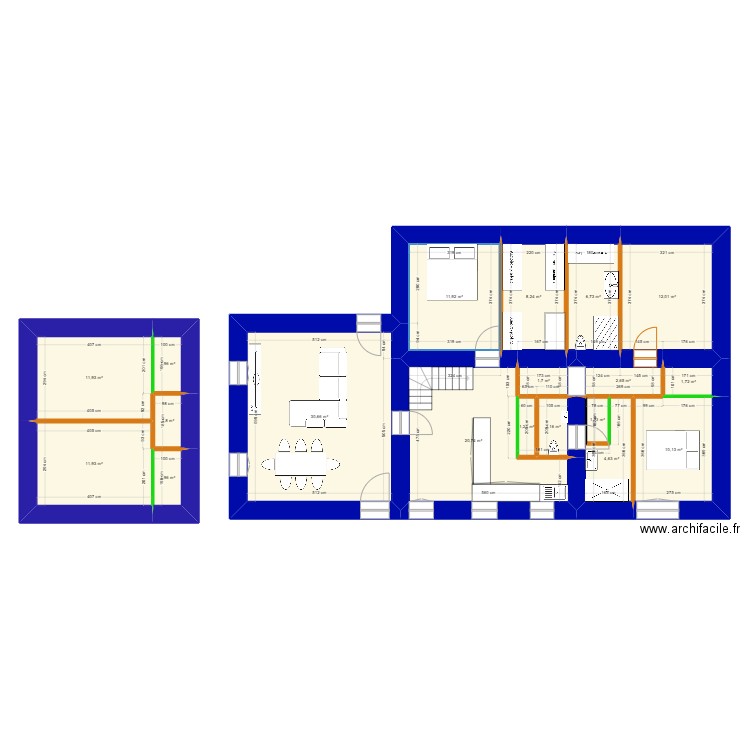 MAISON AVEC PB. Plan de 19 pièces et 145 m2